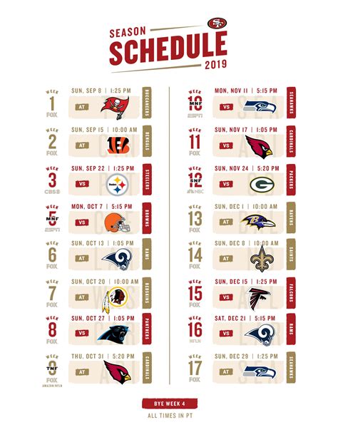 2023 NFL Team Schedules